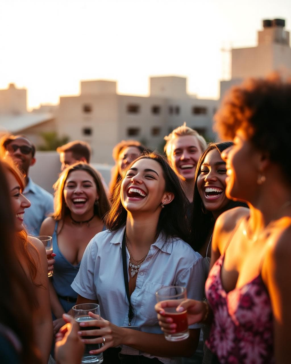 Rooftop sound bath at golden hour